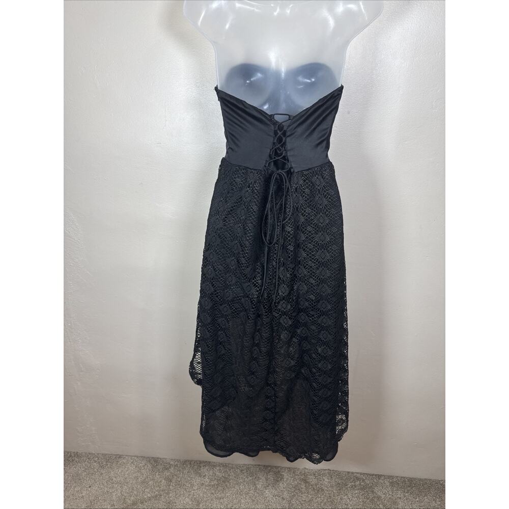 VTG Wet Seal Dress High Low Lace Whimsigoth Corset L Black Witchy Goth Fairy